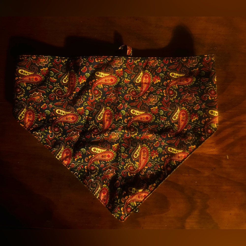 Paisley headscarf with blue Jean interior lining